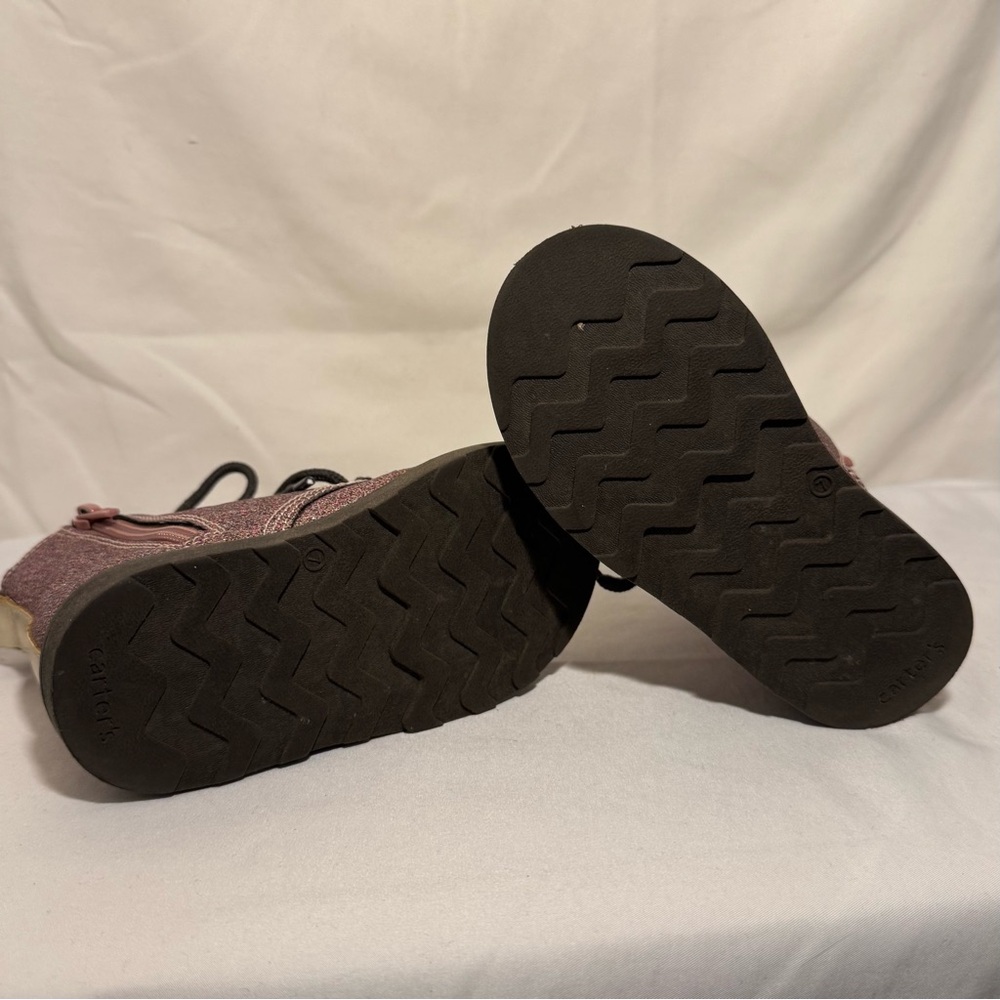 Carter’s ZOLA Pink Glitter Multi Lace Up Zip Combat Boots Toddler Girls Size 7C - Picture 7 of 8